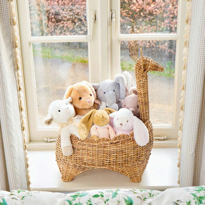 Panier en rotin girafe fantaisie, fait main, en forme d'animal, pour rangement de jouets design, conteneur de rangement en rotin - Product Image 3