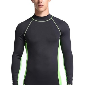 Haut de compression à manches longues pour homme - Noir avec empiècements verts - Séchage rapide - Spandex-Polyester - Product Image 1