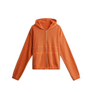 Custom Men's Cropped Full Zip Hoodie Cotton Blend Fleece Hooded Sweatshirt Custom Logo OEM ODM Apparel Manufacturer - Product Image 2