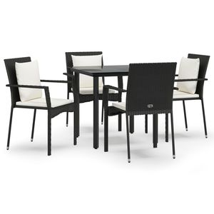 Ensemble de salle à manger de jardin en polyrotin noir 5 pièces - Product Image 2