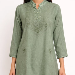 Camisa de Viscosa Bordada para Mujer, Fabricante de Ropa de Playa, Casual, Manga Larga - Product Image 1