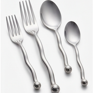Designer <b>Wave</b> Handle Stainless Steel Set Cutlery Silver Plated Flatware Sets Used In Kitchen Tabletop Home - Product Image 1
