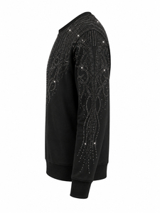 Sweat-shirt à col rond pour homme avec strass, coupe classique, noir, tricoté, pull décontracté pour l'hiver, sweat-shirt à strass pour homme - Product Image 3