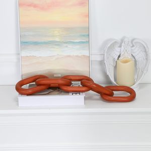 Wood Chain Link Decor Wooden Decorative Chain Home Decor Accents, Decor, Shelf Decor Aesthetic, Modern Bookshelf <b>Table</b>. - Product Image 2