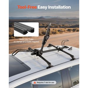 Portabici da Tetto Pieghevole con Montaggio Verticale, Capacità 15 kg, Sistemi di Bloccaggio, Braccio Regolabile, per SUV e Auto con Portabici a T-Slot - Product Image 6