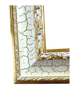 Espejo de Pared Clásico ITALIA CORNICI, Rectangular, con Hoja de Oro y Acabado Craquelado, Hecho por Maestros Artesanos - Product Image 3
