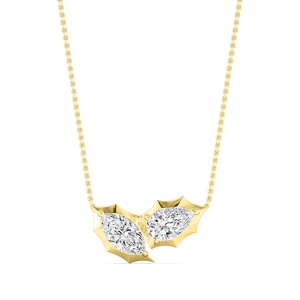 Collier en diamant de laboratoire ovale et marquise de 2,00 CTW, pendentif à deux pierres, serti à la géorgienne, style vintage, bijoux en or, cadeau - Product Image 1
