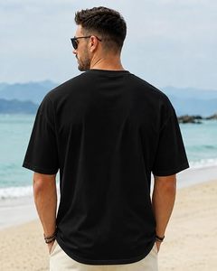 T-shirt à manches courtes pour homme, col rond, noir, 100% coton jersey, coupe classique, décontracté, imprimé, design plage et surf, logo sur le devant - Product Image 2