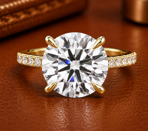 Anillos de lujo con halo oculto, oro sólido de 14K, diamantes cultivados en laboratorio con corte redondo certificados por IGI, anillos de compromiso de 1.50ct-5.50ct, anillos solitarios. - Product Image 1
