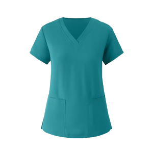 Women V Neck <b>Scrub</b> Top Polyester Hospital <b>Uniform</b> Blouse Short Sleeve medical clothing Women sporty - Product Image 2