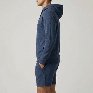Oversize Men's Sweat Hoodie Shorts Set Mid Elastic Waist Pullover Full Sleeve Hoodie Two Piece Fleece Shorts Set Men - Product Image 3