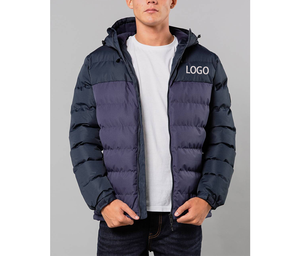 Outdoor <b>Men</b> Clothing Streetwear North Puffer <b>Jacket</b> <b>Thick</b> <b>Fleece</b> Lining Color Block Pattern Hiking ODM Winter Warm Bubble Coat - Product Image 4