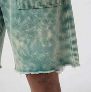 Men Loose Fit Acid Wash Sweat Shorts 100% Cotton Fleece Elastic Waist Shorts Men's Casual Training Gym Street Wear Shorts Men - Product Image 4