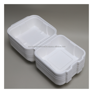 Caja de bagazo resistente al aceite para alimentos, tipo clamshell, de fabricante indio, 6/8/9 pulgadas, paquetes a granel, para hamburguesas y comidas - Product Image 1