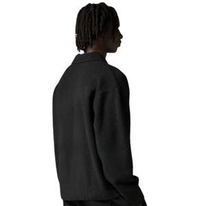 Pull en maille à manches longues pour homme, noir, doux, texturé, col boutonné, pull décontracté d'hiver, mélange de coton, OEM - Product Image 4