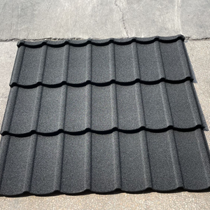 Precio al por mayor, teja metálica recubierta de piedra <span class=keywords><strong>Tudor</strong></span> gris oscuro, uso al aire libre, teja galvanizada para África, casa de autoconstrucción - Product Image 3