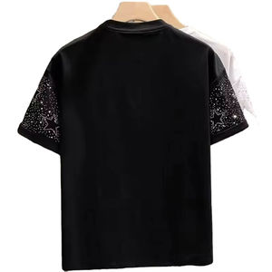 T-shirts pour hommes en coton 100% avec strass, T-shirts pour hommes avec strass de haute qualité, service OEM, T-shirts pour hommes de qualité supérieure - Product Image 2
