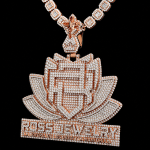 Colgante de Joyería de Moda Hip Hop para Hombre, Personalizado, 3D, Multicapa, con Diseño de Loto, Completamente Engastado con Moissanita y Diamantes, con Engaste Pavé - Product Image 2