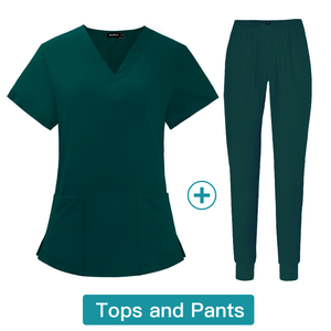 Ensemble d'uniformes médicaux décontractés à manches courtes pour femmes, coupe droite, personnalisés, élastiques, à séchage rapide, pour infirmières et personnel d'hôpitaux vétérinaires - Product Image 5