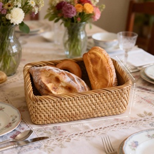 Cesta de Almacenamiento de Mimbre de Estilo Vintage Ecológica con Asas para Uso en la Cocina, Multiusos, 50x40x30cm - Product Image 2