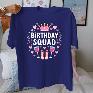 CULATA DE CUMPLEAÑOS con corona Rosa Camiseta de algodón puro Mujer ajuste cómodo - Product Image 3