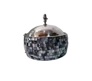 Boîte à bonbons en mosaïque de nacre avec couvercle, bol de rangement pour fruits secs, récipient décoratif pour bonbons, plat de service de luxe - Product Image 1