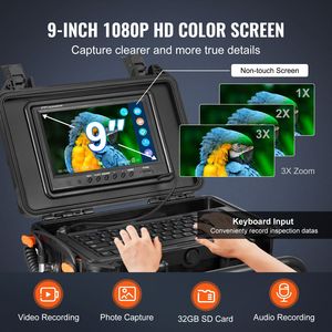 Telecamera per ispezione tubi autolivellante HD 1080P da 98 piedi/30m, endoscopio industriale con trasmettitore 512Hz e schermo da 9 pollici per fognature e impianti idraulici - Product Image 4