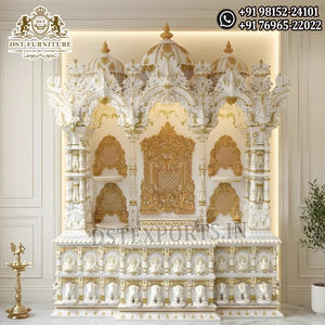 Big Size Custom Made Teak Wood Eco-Friendly Traditional Pooja <b>Mandir</b> Home Temple Intricate Carving Dome Pillars Customizable - Product Image 5