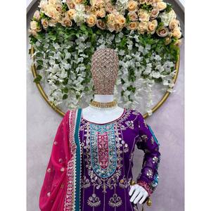 Conjunto de traje de talla XL para fiesta con hilo y trabajo de secuencia para un aspecto elegante - Product Image 1