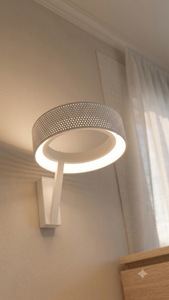 Contemporary White Metal Drum Wall Lamp Aluminum Body E27 <b>LED</b> 2700K Warm White <b>Light</b> Wall-<b>Mounted</b> Living Room Fixture - Product Image 2