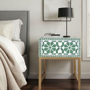Modern Geometric Pattern Metal Frame Nightstand <b>Storage</b> Cabinet with Drawer Home Furniture Bedroom <b>Side</b> <b>Table</b> - Product Image 1