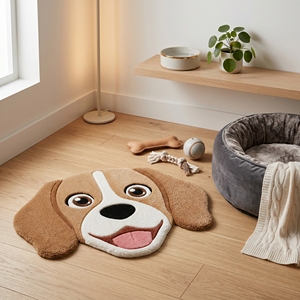 Factory Supply Handmade <b>Dog</b> Shape Wool Rug Custom Tufted Puppy Carpet Latex Backing Non-Slip Floor Mat Wholesale Manufacturer - Product Image 2