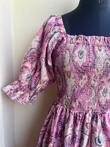 เดรสยาวพิมพ์ลายด้วยมือสไตล์อินเดีย ผ้าฝ้ายคอตตอน คอเหลี่ยม แขนยาว ปักลายดอกไม้ สำหรับผู้หญิง - Product Image 6