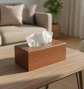 Caja de pañuelos de madera minimalista – Moderno dispensador rectangular de madera para pañuelos, ideal para decoración del hogar, oficina y hotel, venta al por mayor - Product Image 1