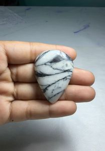 Cabochon de Jaspe Pinolithe Naturel, Pierre Précieuse en Cristal pour Création de Bijoux, Fourniture de Pierres de Guérison, Blanc et Noir - Product Image 1