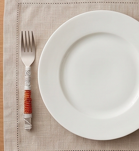 Ensemble de fourchettes en acier inoxydable avec poignée micro perlée de couleur orange, parfait pour les ustensiles de cuisine à domicile, les hôtels et les restaurants. - Product Image 5