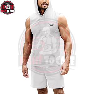 Vêtements de sport légers pour l'automne, respirants et anti-transpiration, pour la musculation, la course à pied, les tenues décontractées, sans manches, avec capuche et shorts - Product Image 3