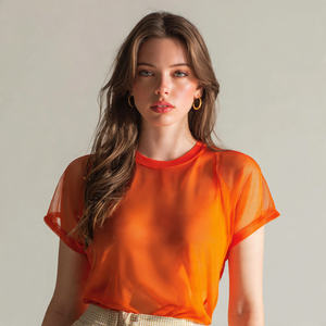 Camiseta de malla de manga corta para mujer, a prueba de viento, de secado rápido, ligera - Product Image 4