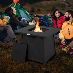 30-Inch Square Propane Gas Fire <b>Table</b> with Waterproof <b>Cover</b> for Outdoor Use - Product Image 6