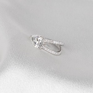 แหวนหมั้นเพชรทรงลูกแพร์ 3 กะรัต หรูหรา ดีไซน์วงแหวนแยก 14K ทองคำขาว ประดับเพชรเลี้ยงในห้องปฏิบัติการ สง่างาม เหมาะสำหรับเจ้าสาว - Product Image 2