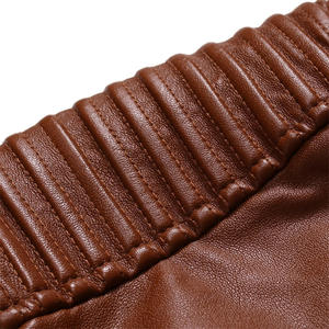 Veste en cuir véritable pour homme avec logo personnalisé, imperméable, coupe-vent, respirante, fermeture éclair, coupe ample, en PU, pour le printemps, style formel - Product Image 3