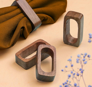 Anneaux de serviette en bois décoratifs, vaisselle élégante, anneaux de serviette de mariage classiques en bois, meilleur prix - Product Image 1