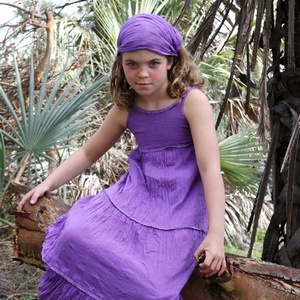 Summer Vacation Beach Bohemian Girl's Purple Summer Sleeveless Floor Length With Loose Fit &Adjustable Strap Made By Soft Cotton - Product Image 5