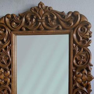 Luxury Handcrafted Solid Wood Wall <b>Mirror</b> Frame Ornate Royal Victorian Floral Scroll Carving Brown - Product Image 2