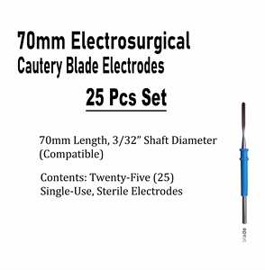 Electrodos de Cauterización Electroquirúrgica de 70 mm, Instrumentos Quirúrgicos de Acero Inoxidable, 25 Unidades, Desechables y Estériles - Product Image 1