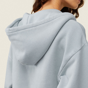 Ensemble sweat-shirt court à capuche en polaire respirant en polyester/coton tricoté pour femme, manches longues, couleur unie, décontracté, printemps - Product Image 4