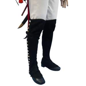 Polainas de lana negra diseñadas para uso histórico napoleónico francés o británico, por encima de la rodilla. - Product Image 3