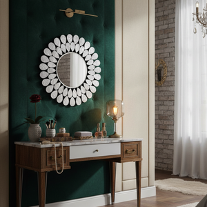 Elegant <b>Round</b> Resin <b>Mirror</b> 15.5 Inch Wall Mounted Decorative <b>Mirror</b> Modern Home Decor for Bedroom Living Room Entryway <b>Bathroom</b> - Product Image 4