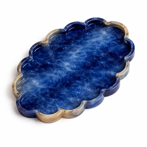 Bandeja Redonda de Resina Azul y Blanca con Forma de Nube para Servir, Decoración de Cocina, Comedor y Hogar, Gran Venta - Product Image 1