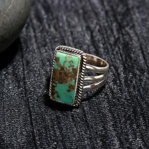 Arizona Turquoise Gemstone Smooth Handmade Solid 925 Silver Bohemian Rectangle Shape For Women Designer Wedding Ring - Product Image 2